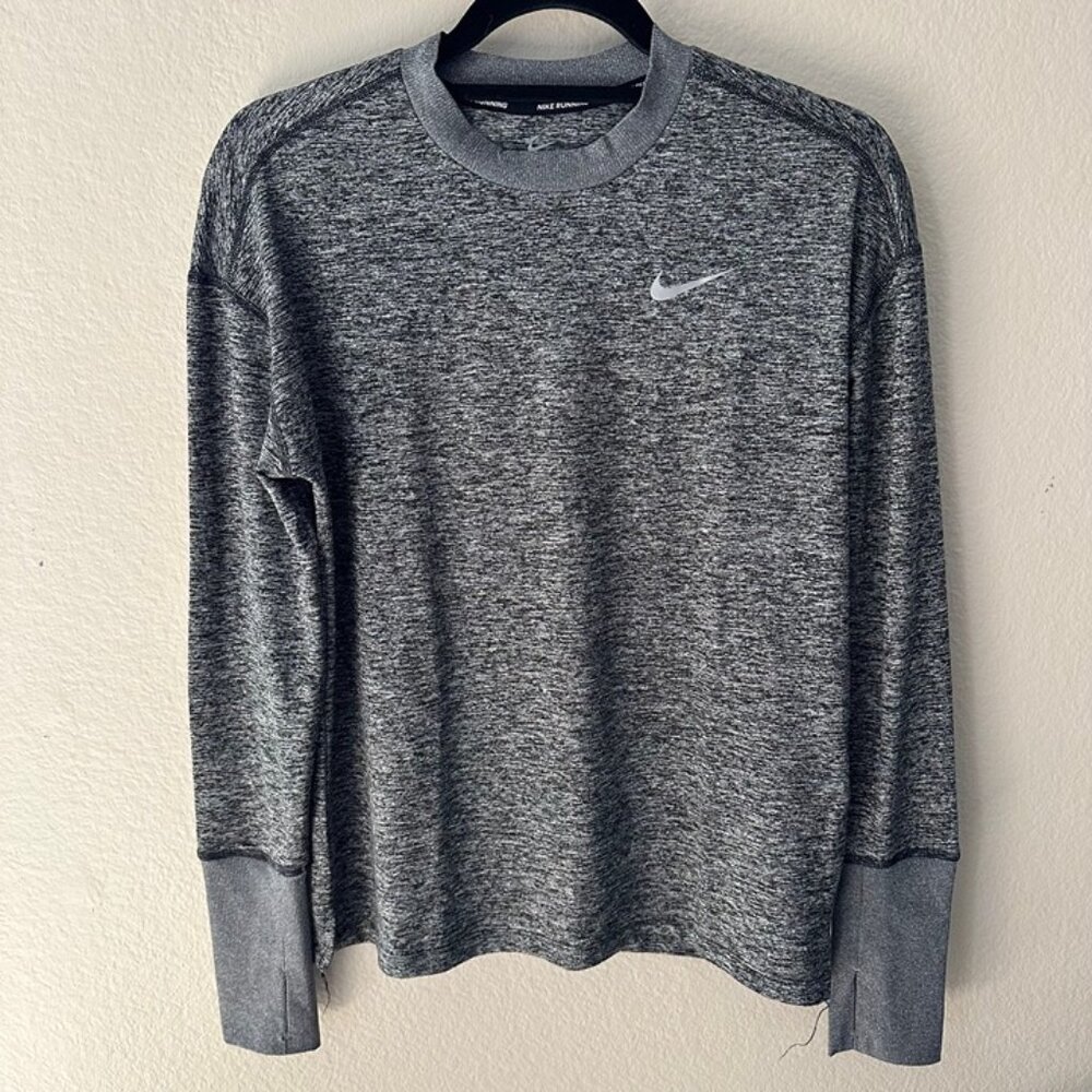 Nike Dri-Fit Long Sleeves Workout Clothes Gray Running Gym Shirt Women's Small